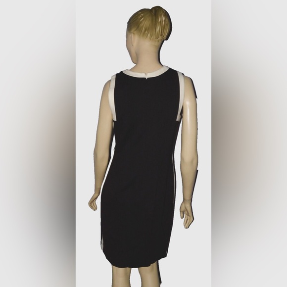 RALPH LAUREN SZ 6 SMALL BLACK WHITE CONTRAST TRIM JERSEY MINI SLEEVELESS DRESS - Picture 2 of 7